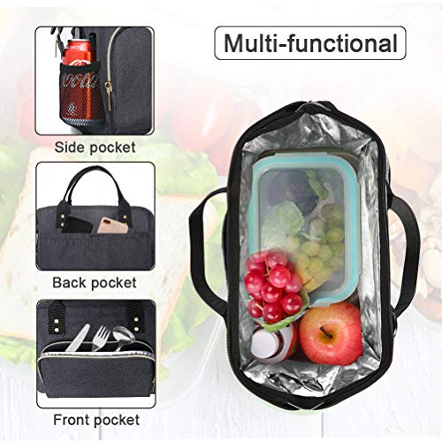 IDEATECH Lunch Box for Men, Insulated Lunch Bag, Leak Proof Lunch Cooler Bag Insulated for Work, Black Lunch Tote Bags Women with Adjustable Shoulder Strap(Black) - Image 4