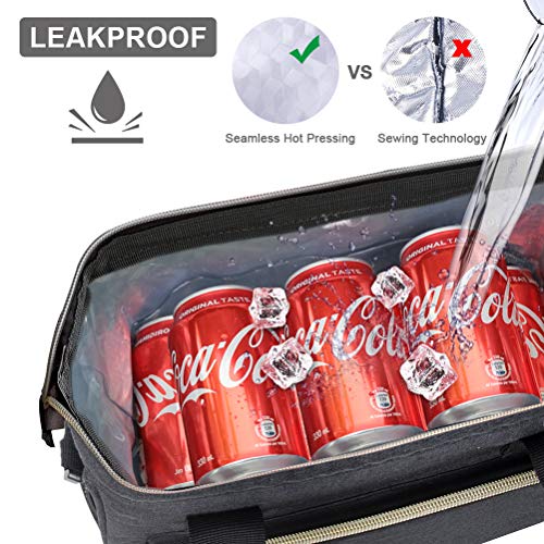 IDEATECH Lunch Box for Men, Insulated Lunch Bag, Leak Proof Lunch Cooler Bag Insulated for Work, Black Lunch Tote Bags Women with Adjustable Shoulder Strap(Black) - Image 5