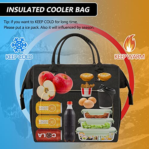 IDEATECH Lunch Box for Men, Insulated Lunch Bag, Leak Proof Lunch Cooler Bag Insulated for Work, Black Lunch Tote Bags Women with Adjustable Shoulder Strap(Black) - Image 3