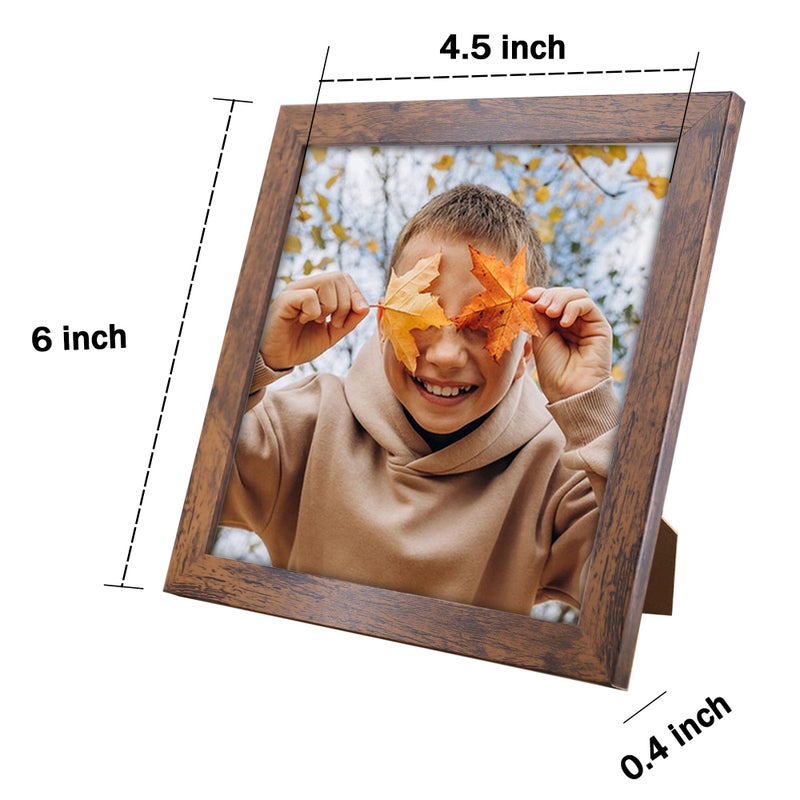 NDUFOA 5x5 Picture Frame  Rustic Square Frame Display 5x5 Photos  Poster Frame for Wall and Tabletop  Brown - Image 5