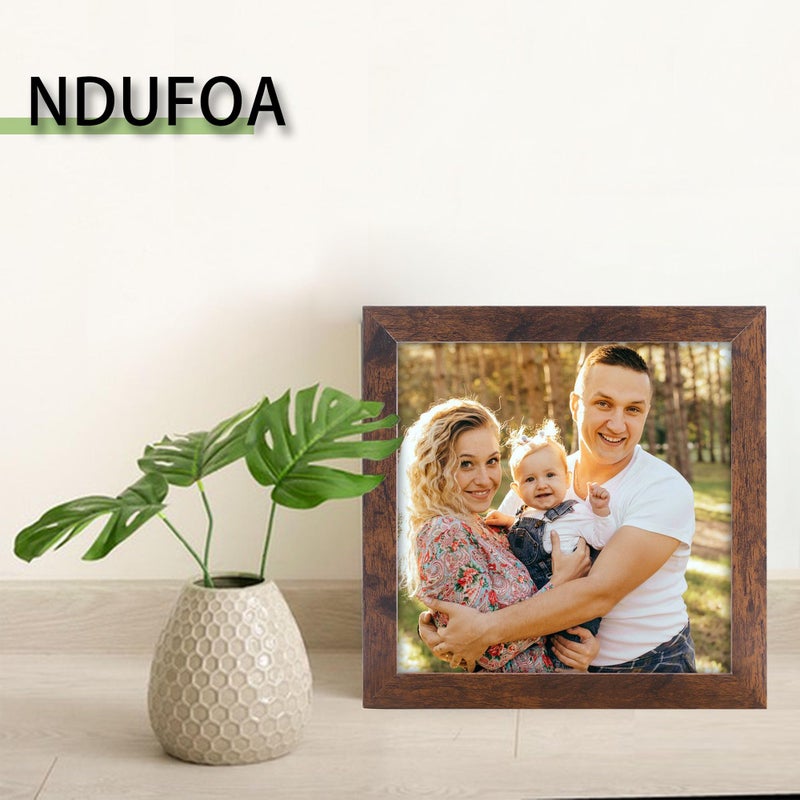 NDUFOA 5x5 Picture Frame  Rustic Square Frame Display 5x5 Photos  Poster Frame for Wall and Tabletop  Brown - Image 2