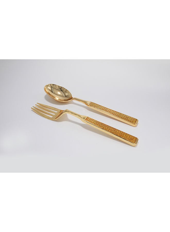 NIBEMINENT Metal Fork With Spoon Gold 16x30cm 