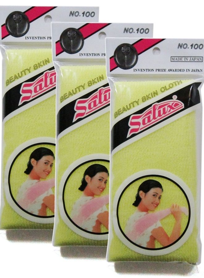 Salux Nylon Japanese Beauty Skin Bath Wash Cloth/Towel (3) Yellow