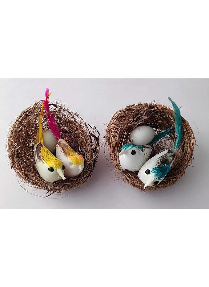 Generic Decorative Mini Birds with Nests Set 5 Pieces Multicolour Plastic Birds for DIY Crafts and School Projects  - Image 2