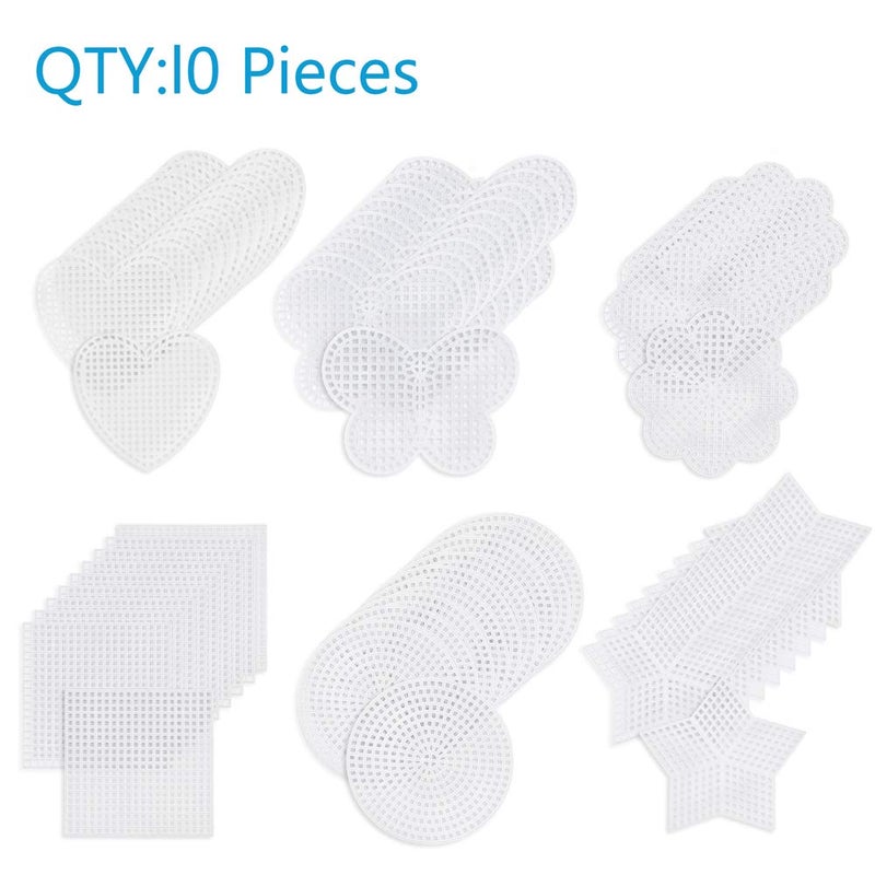 Pllieay 60 Pieces Mesh Plastic Canvas Kit Including 6 Shapes 3 Inch Clear Plastic Canvas, 12 Colors Acrylic Yarn and Tools for Embroidery Plastic Canvas Craft, Knit and Crochet Projects - Image 3