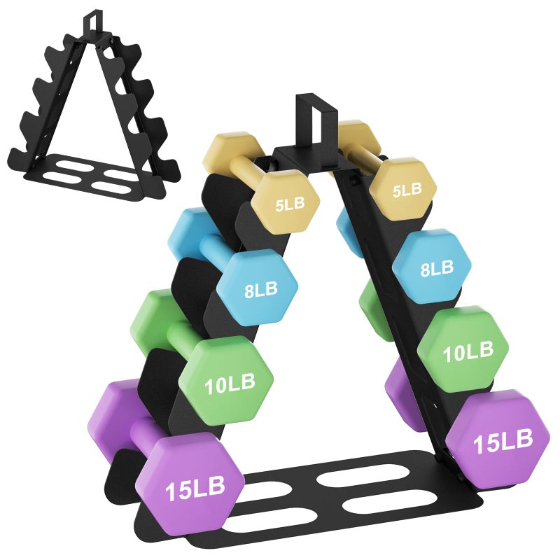 ZHSX Dumbbell Rack 4 tier(Dumbbells not included), A-Frame Black Metal Dumbbell Holder with Handle, Multilevel Weight Storage Organizer for Dumbbells, Tree Shape Compact Weight Rack/Holder - Image 1