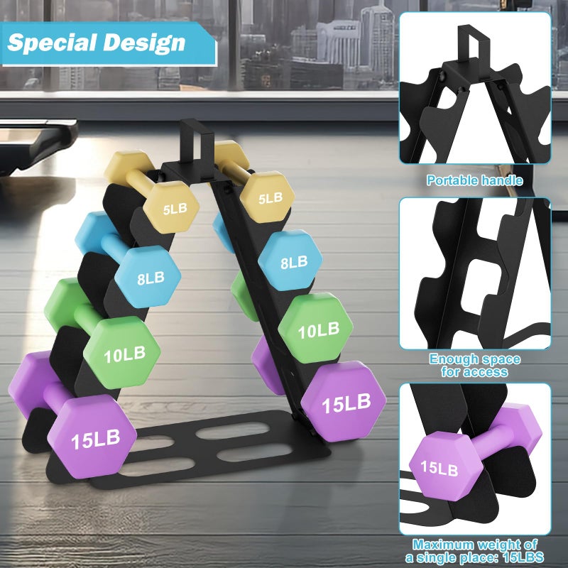 ZHSX Dumbbell Rack 4 tier(Dumbbells not included), A-Frame Black Metal Dumbbell Holder with Handle, Multilevel Weight Storage Organizer for Dumbbells, Tree Shape Compact Weight Rack/Holder - Image 3