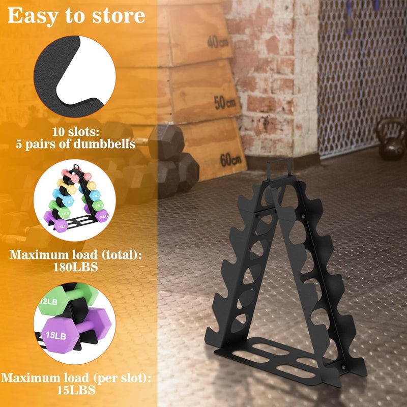 ZHSX Dumbbell Rack 4 tier(Dumbbells not included), A-Frame Black Metal Dumbbell Holder with Handle, Multilevel Weight Storage Organizer for Dumbbells, Tree Shape Compact Weight Rack/Holder - Image 5