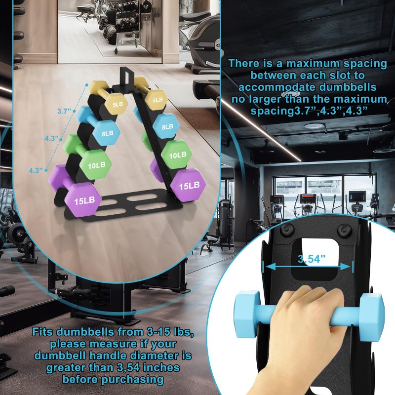 ZHSX Dumbbell Rack 4 tier(Dumbbells not included), A-Frame Black Metal Dumbbell Holder with Handle, Multilevel Weight Storage Organizer for Dumbbells, Tree Shape Compact Weight Rack/Holder - Image 4