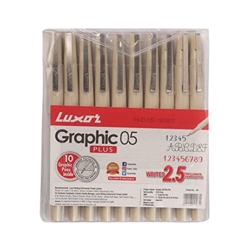 Luxor Graphic Micro Assorted Fineliner Pens, Pack of 10, Perfect for Detailed Artwork and Writing - Image 1