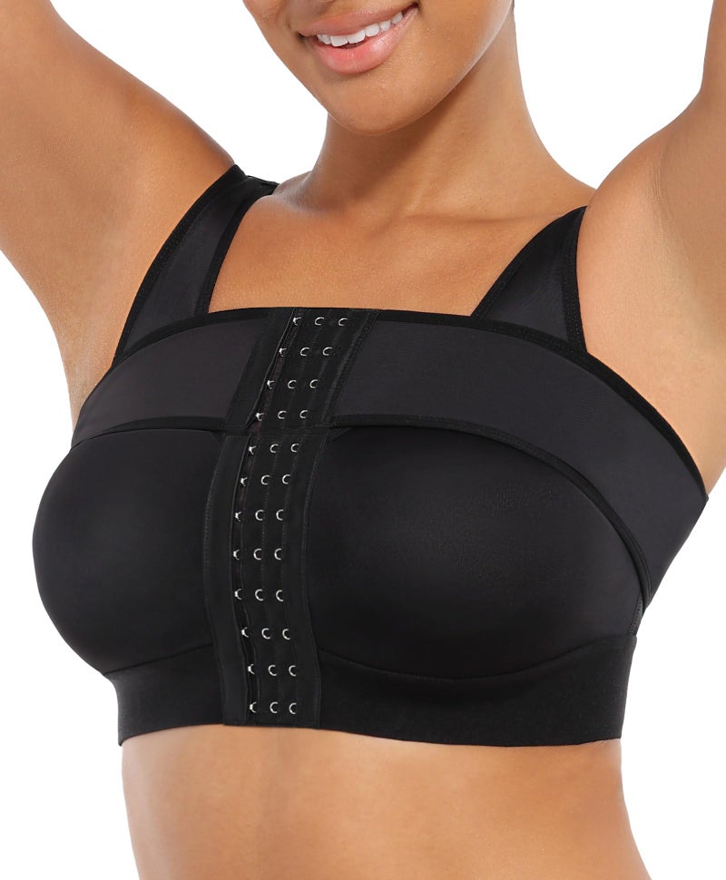 FeelinGirl Front Closure Post Surgical Compression Bra for Women with Removable Breast Support Band Black XL - Image 1