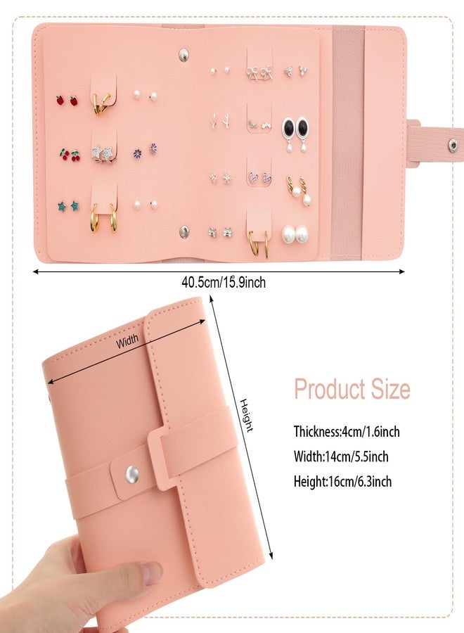 Fumwase Earring Organizer Book Design Earring Holder Travel Capable to Hold 42 Pairs Jewelry Holder for Girls Gift Earring Storage Case Organizer Roll Foldable Jewelry Box (Pink) - Image 2