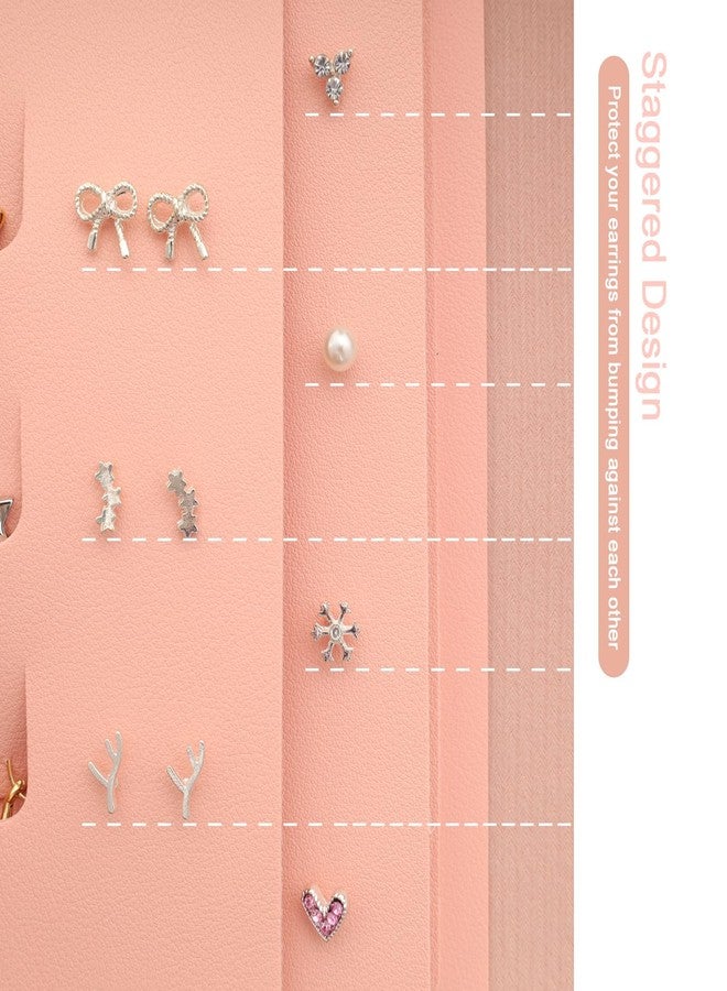 Fumwase Earring Organizer Book Design Earring Holder Travel Capable to Hold 42 Pairs Jewelry Holder for Girls Gift Earring Storage Case Organizer Roll Foldable Jewelry Box (Pink) - Image 4