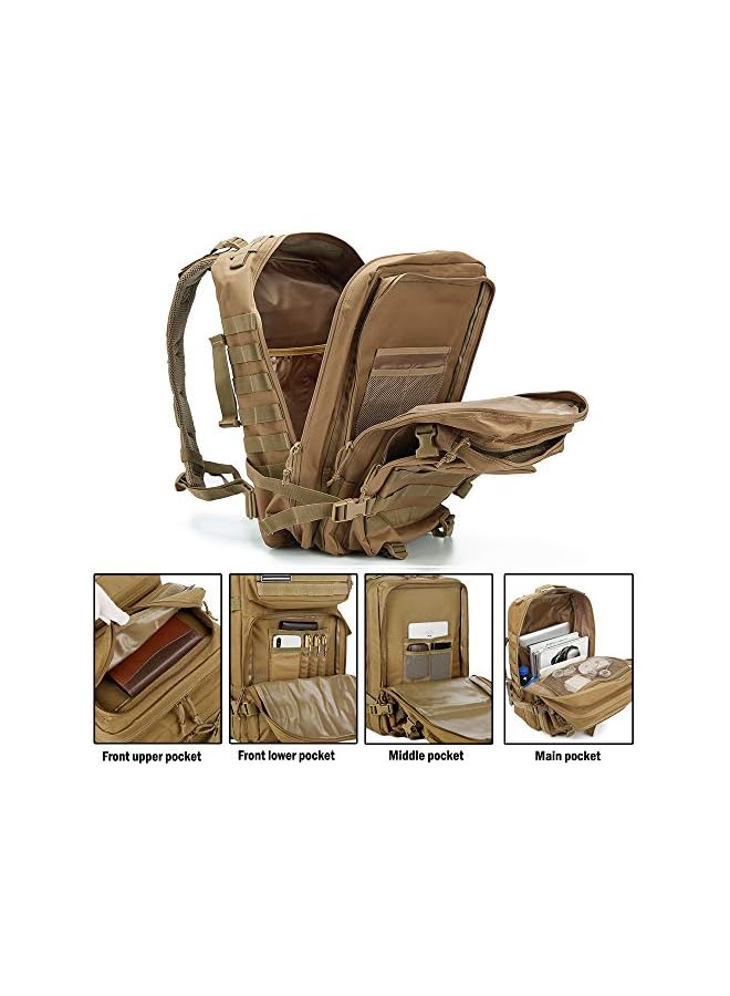 PROMASS حقيبة ظهر عسكرية تكتيكية سعة 45 لتر، حقيبة هجوم جيش، حقيبة بقاء لمدة 3 أيام، حقيبة تسلق، حقيبة مشي - Image 2