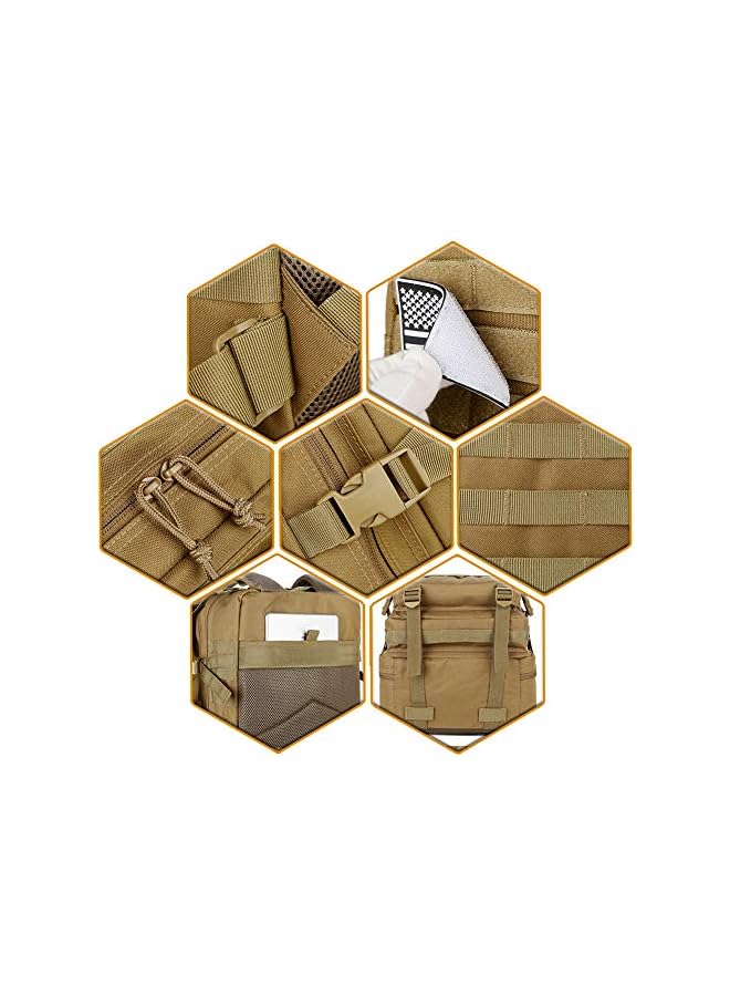 PROMASS حقيبة ظهر عسكرية تكتيكية سعة 45 لتر، حقيبة هجوم جيش، حقيبة بقاء لمدة 3 أيام، حقيبة تسلق، حقيبة مشي - Image 3