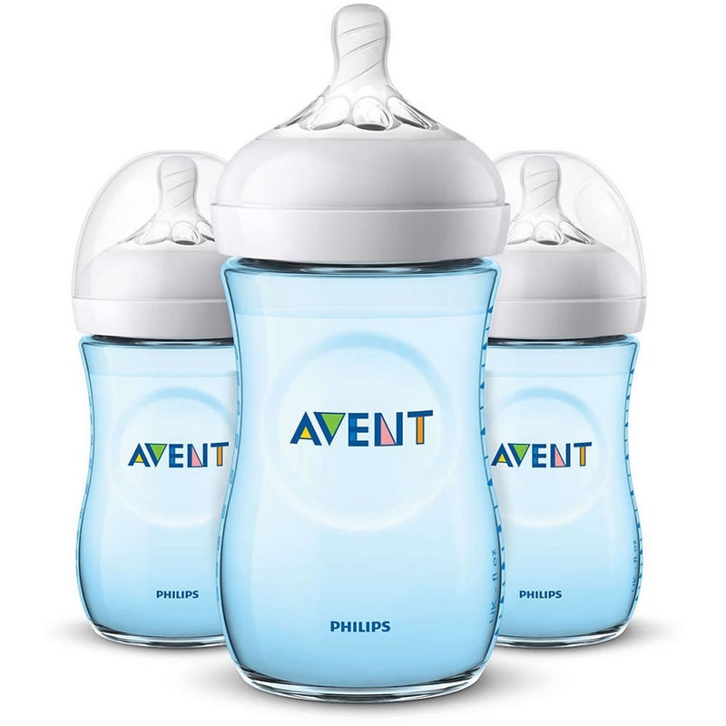 Philips Avent 9oz Natural Baby Bottles 3-Pack - Blue - Image 1