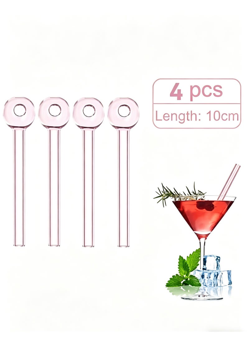Risen 4 pcs Breakproof Glass Straws - Durable Reusable Glass Drinking Straws for Drinks Juice Herbs Smoothies，Eco-friendly Design - Image 1
