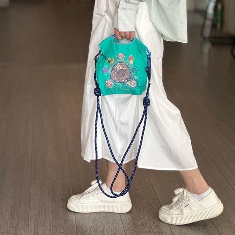 Canvas Japanese Chain Nylon Canvas Bag Embroidered Shopping Embroidery Shopping Environmental Protection Homemade Shopping Bag Shopping Bag - Image 2