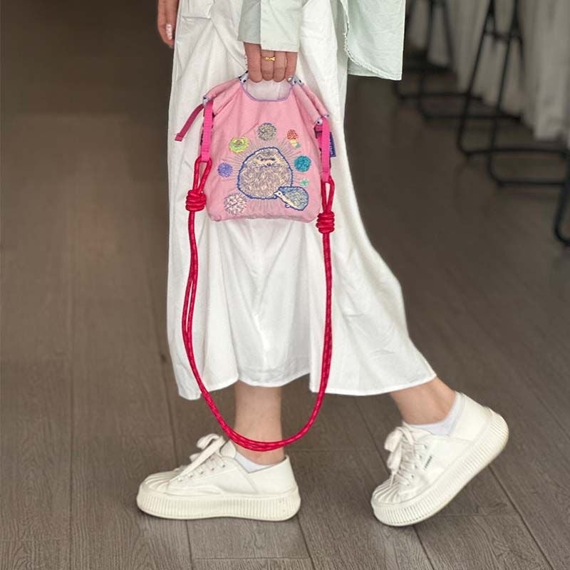 Canvas Japanese Chain Nylon Canvas Bag Embroidered Shopping Embroidery Shopping Environmental Protection Homemade Shopping Bag Shopping Bag - Image 3