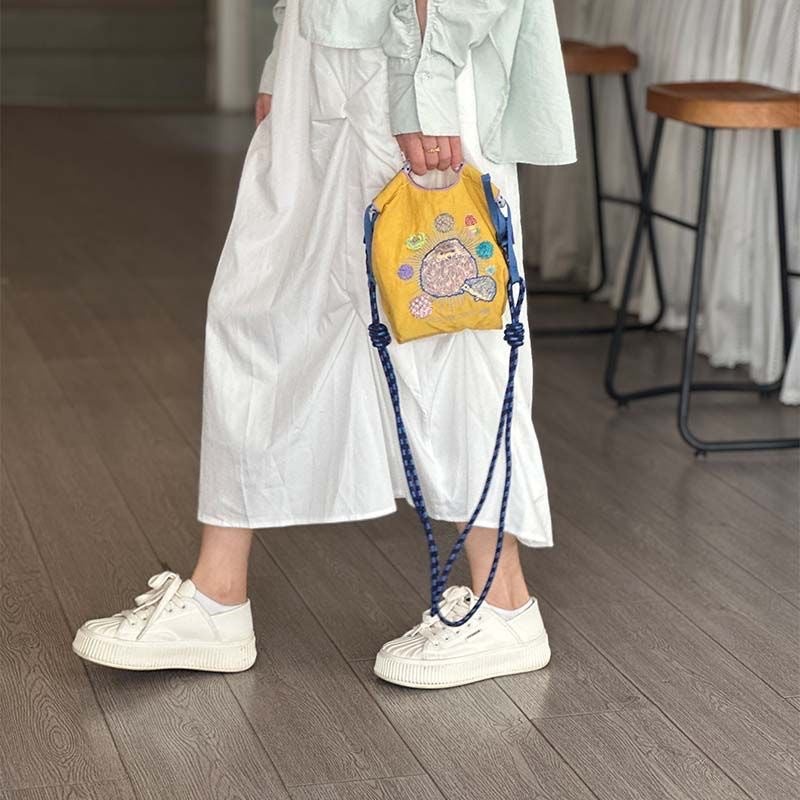 Canvas Japanese Chain Nylon Canvas Bag Embroidered Shopping Embroidery Shopping Environmental Protection Homemade Shopping Bag Shopping Bag - Image 1
