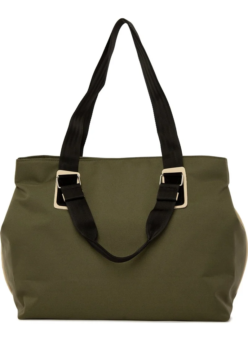 Bagmori Khaki Garnished Mother Baby Care Bag with Snap Fastener and Hanger