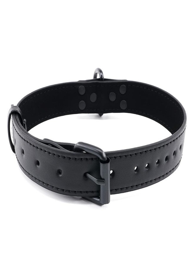 Kom Waire Women and Men's Punk Black Leather Choker Collar with O Rings Pendants, Ladies Gothic Black Leather Necklace Collar - Image 3