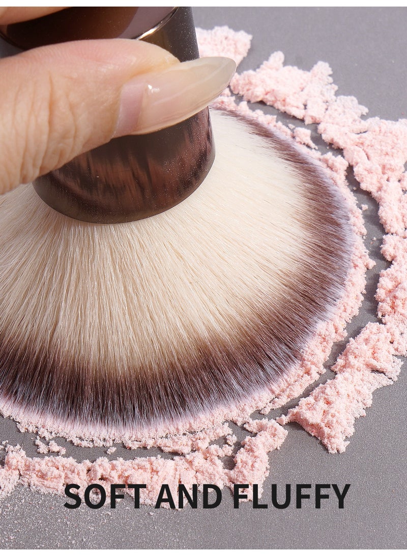 MAANGE فرش مكياج مع حقيبة، مجموعة فرش مكياج احترافية 21 قطعة، مجموعة فرش كابوكي للوجه، فرش أساس، أحمر خدود، بودرة، فرش ظلال عيون و 1 قطعة إسفنجة بودرة (بني) - Image 5