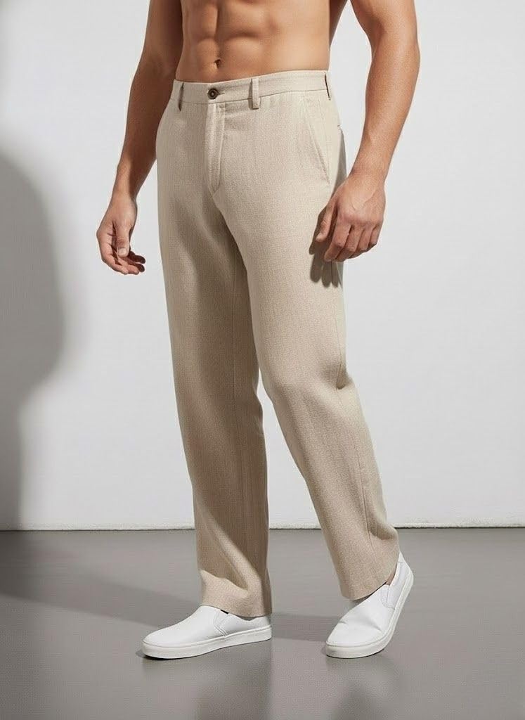 SMOWKLY Casual Trousers for Men |Men’s Regular Fit Straight Pants |Comfortable Stylish Trousers for Men |Soft Fabric Chinos for Everyday Wear, Travel & Office |Linen Cotton Bottom Wear(1692_LGRY_30) - Image 3