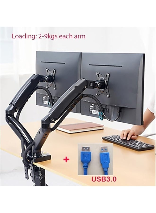 حامل شاشتين بذراع غاز متحرك ومداخل USB 3.0 – مناسب لشاشات من 17 إلى 27 بوصة – يدعم حتى 9 كجم لكل ذراع – تصميم مريح ويوفّر مساحة المكتب - Image 5