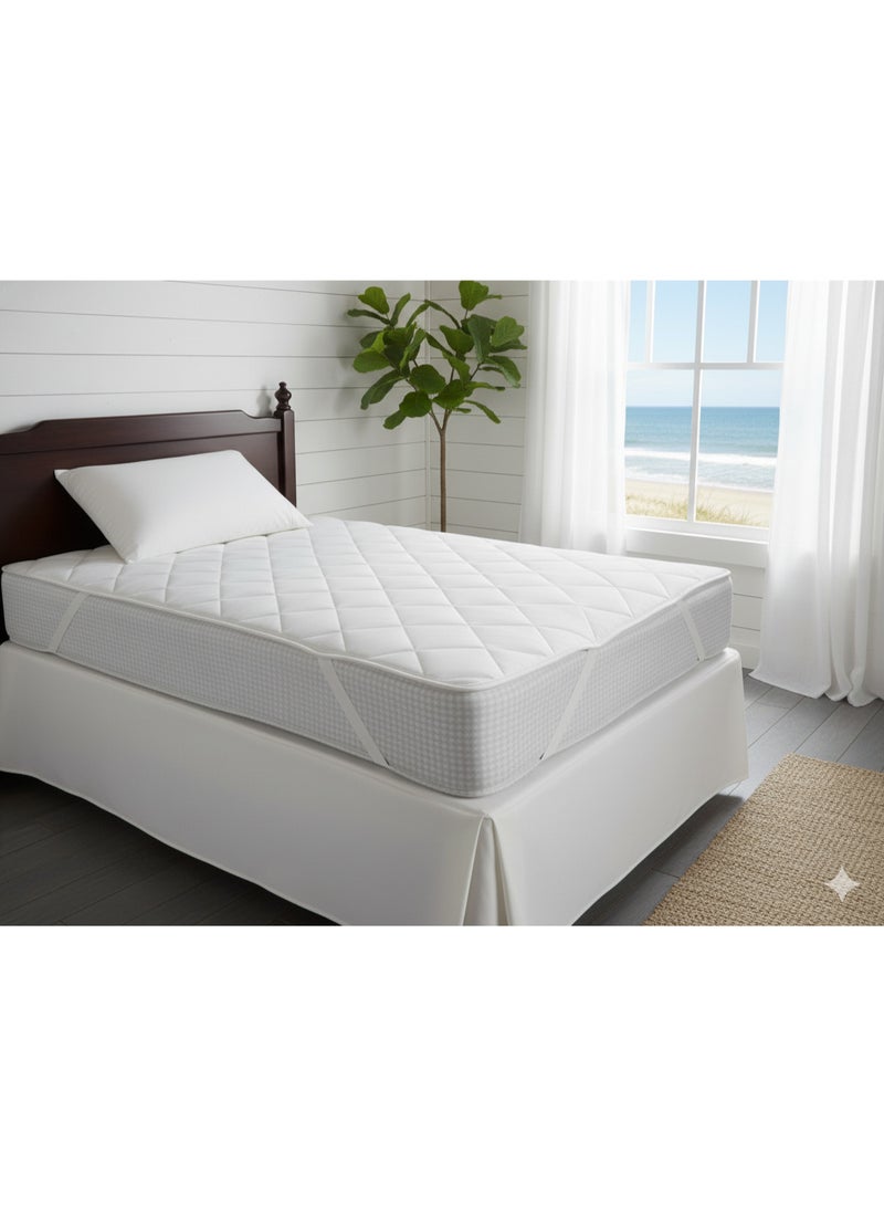 Harmony Home Satin Mattress Protector – Space Pattern, White | Double 120×200×3 cm - Image 1