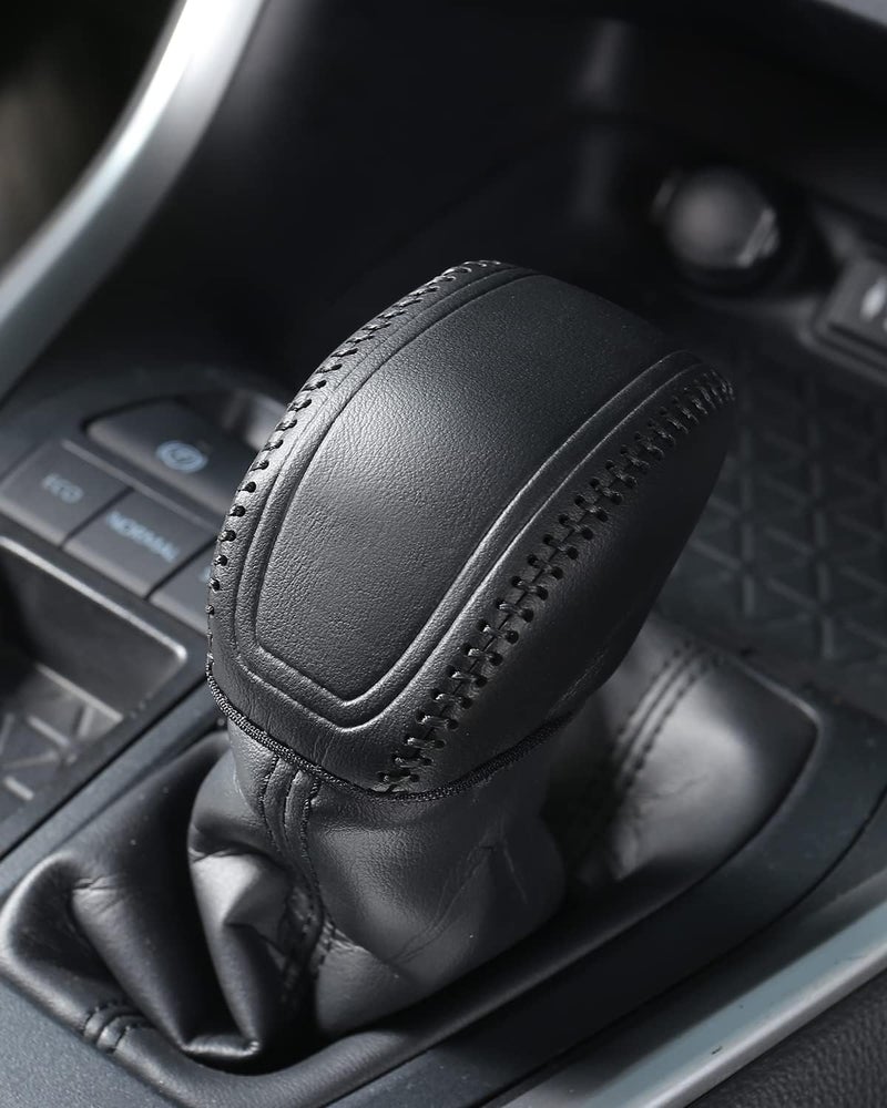 YAKANEY لـ Toyota RAV4 2019-2025 غطاء مقبض ناقل الحركة، زخرفة ناقل الحركة الداخلية الواقية من الجلد الأصلي لـ Toyota Highlander 2020-2025 - زخرفة سوداء - Image 3
