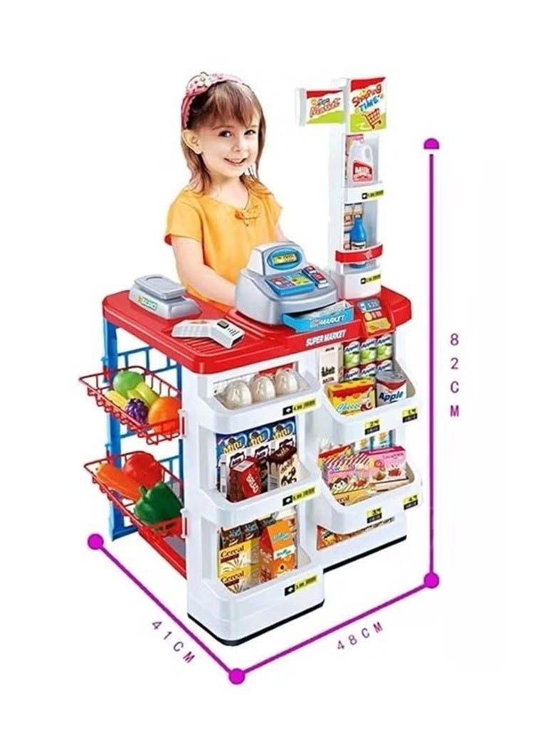 Supermarket Playset with Shopping Cart, Cash Register, Electronic Scanner, Commercial Scale and Many Interesting Accessories with Cheerful Sound and Lights  - Image 3