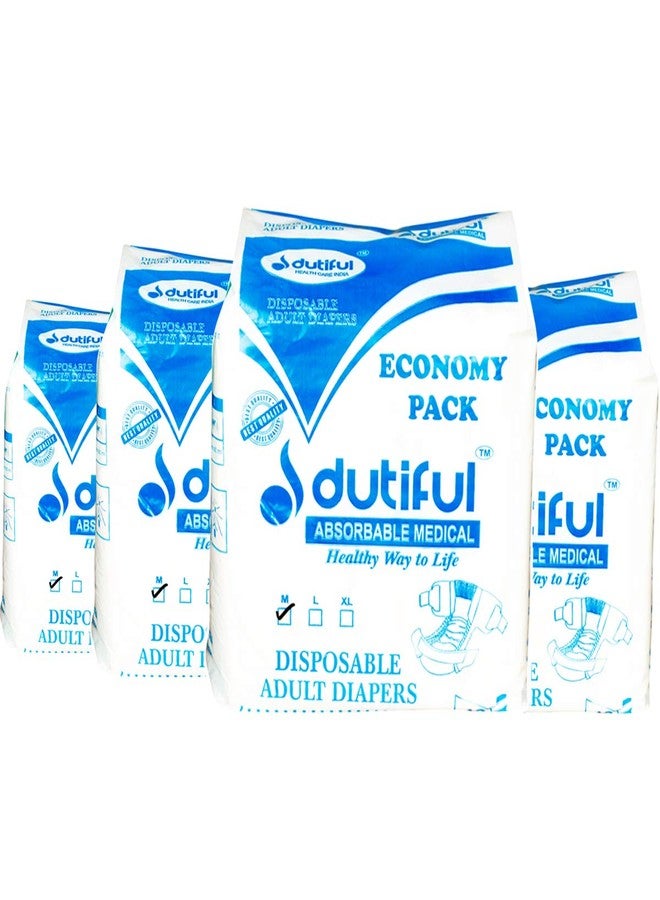 Dutiful High absorbency adult diapers (28-44" waist size) Medium Pack of 4 - Image 1