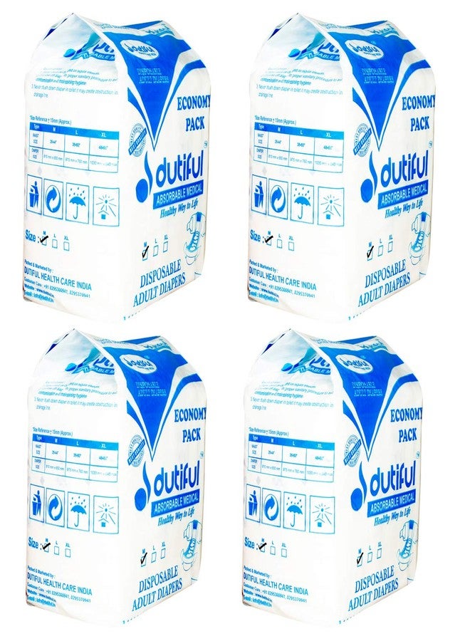 Dutiful High absorbency adult diapers (28-44" waist size) Medium Pack of 4 - Image 5