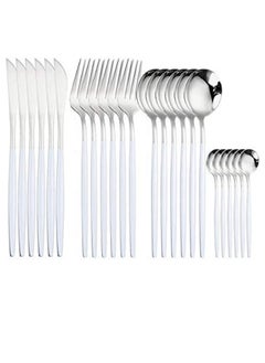 MahMir® 24Piece Stainless Steel Flatware Set Service For 6 Mirror Polished Pink Handle Tableware Cutlery Set Knife Fork And Spoon For Home & Restaurant, Dishwasher Safe Silver White - pzsku/Z593FB0062961D0557AF5Z/45/_/1712611157/6da063ca-9a6d-462e-a9c6-b73dd7f12c43