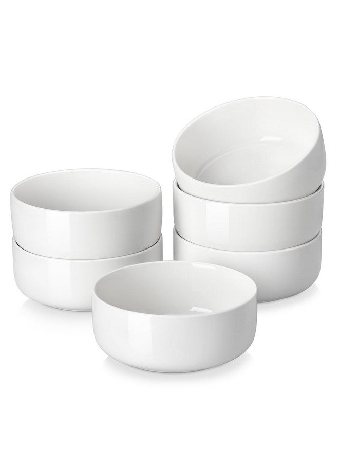 MALACASA 24 OZ Cereal Bowls, Porcelain Soup Oatmeal Bowls Set of 6 Kitchen Ceramic Serving Bowls Dishwasher Microwave Oven Safe, White, Series LUNA - Image 1