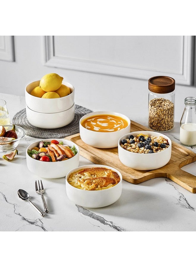 MALACASA 24 OZ Cereal Bowls, Porcelain Soup Oatmeal Bowls Set of 6 Kitchen Ceramic Serving Bowls Dishwasher Microwave Oven Safe, White, Series LUNA - Image 4