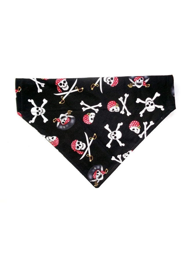 No Tie Pirate Skull Reversible Swords and Crossbones Cat Dog Bandana Slip On pet neckwear (Medium Large) - Image 1