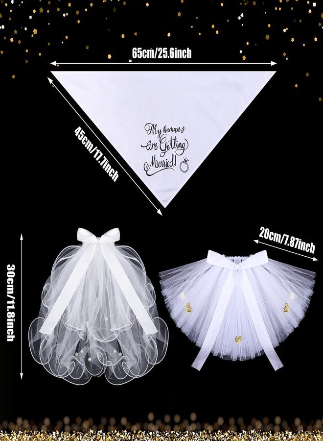 JaGely 3 Packs Dog Bride Costume, Veil with Clip, Dog Bandana and Skirt, Soft Comfortable Pet Wedding Party Dress Bride Apparel for Medium Pet - Image 2