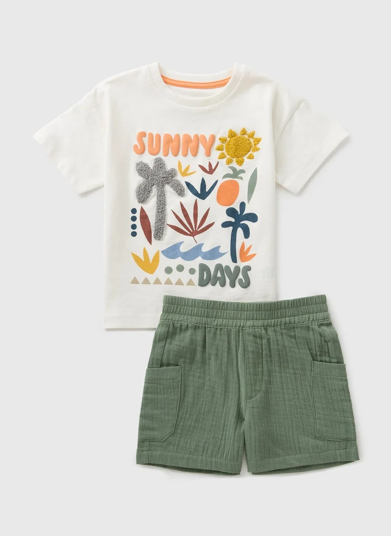 Matalan Boys Khaki Sunny Days Top & Shorts