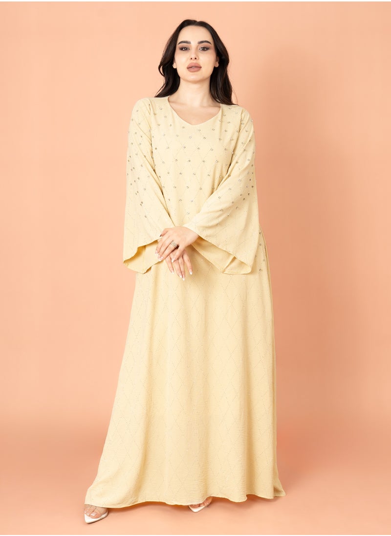 IKKXA Crystal Breeze Jalabiya Yellow  - Image 1