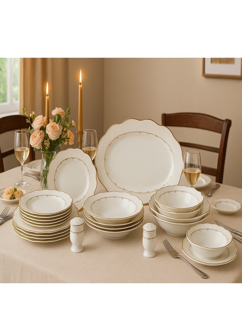 Dania 28-piece porcelain dining set with gold engraving, suitable for 6 people - Image 2