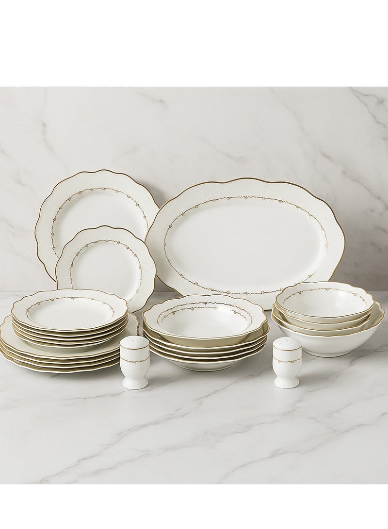 Dania 28-piece porcelain dining set with gold engraving, suitable for 6 people - Image 1