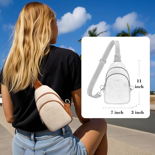 INICAT Crossbody Sling Bags Travel Cross Body Purses Faux Leather Fanny Packs Chest Bag for Women(Apricot Brown) - Image 2