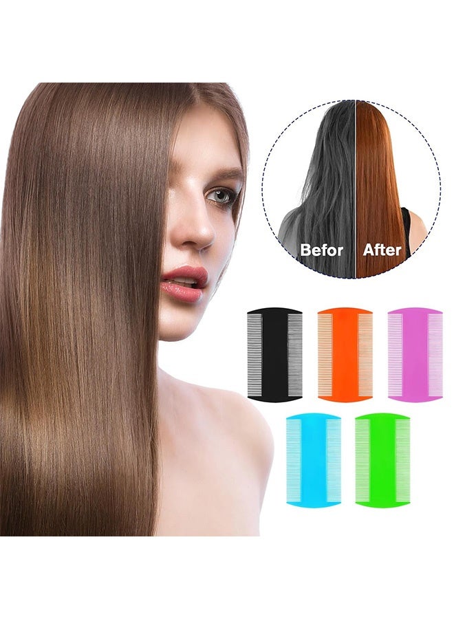 Quantum 6 Pcs Double-Sided Pocket Comb Double -Double Sided Fine Tooth Nit Comb - Hair Lice Combs for Kids Adults & Pets Detangling Knots Beard Care & Grooming (White/Green/Blue/Orange/Rose Red/Black) - Image 3