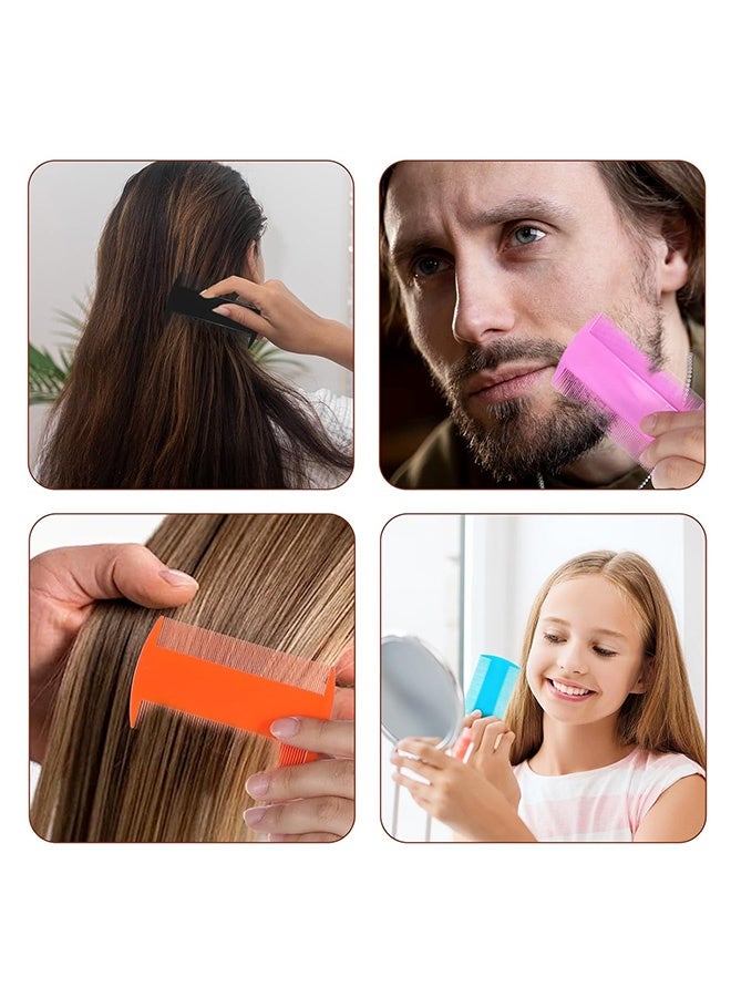Quantum 6 Pcs Double-Sided Pocket Comb Double -Double Sided Fine Tooth Nit Comb - Hair Lice Combs for Kids Adults & Pets Detangling Knots Beard Care & Grooming (White/Green/Blue/Orange/Rose Red/Black) - Image 5
