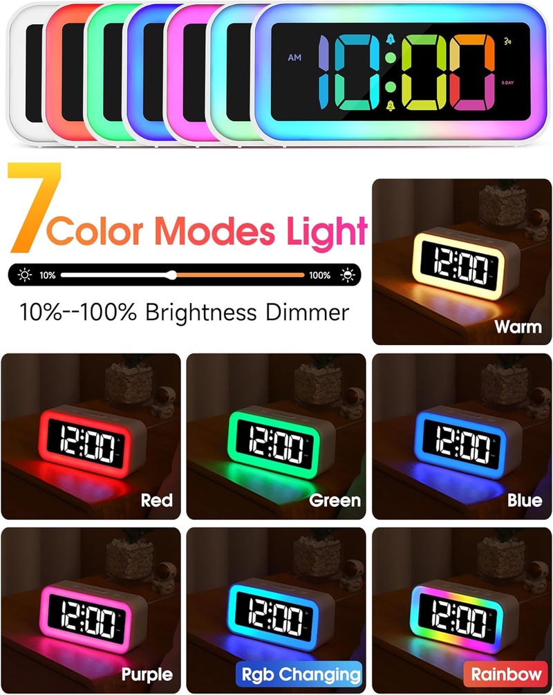 Cadmos منبه وردي لطيف وصاخب مع ضوء ليلي RGB - مثالي لديكور غرفة الفتيات وهدايا كاواي، حجم صغير لطاولة السرير أو مصباح مكتبي في غرف النوم، مثالي للأطفال والمراهقين (وردي فاتح) - Image 2
