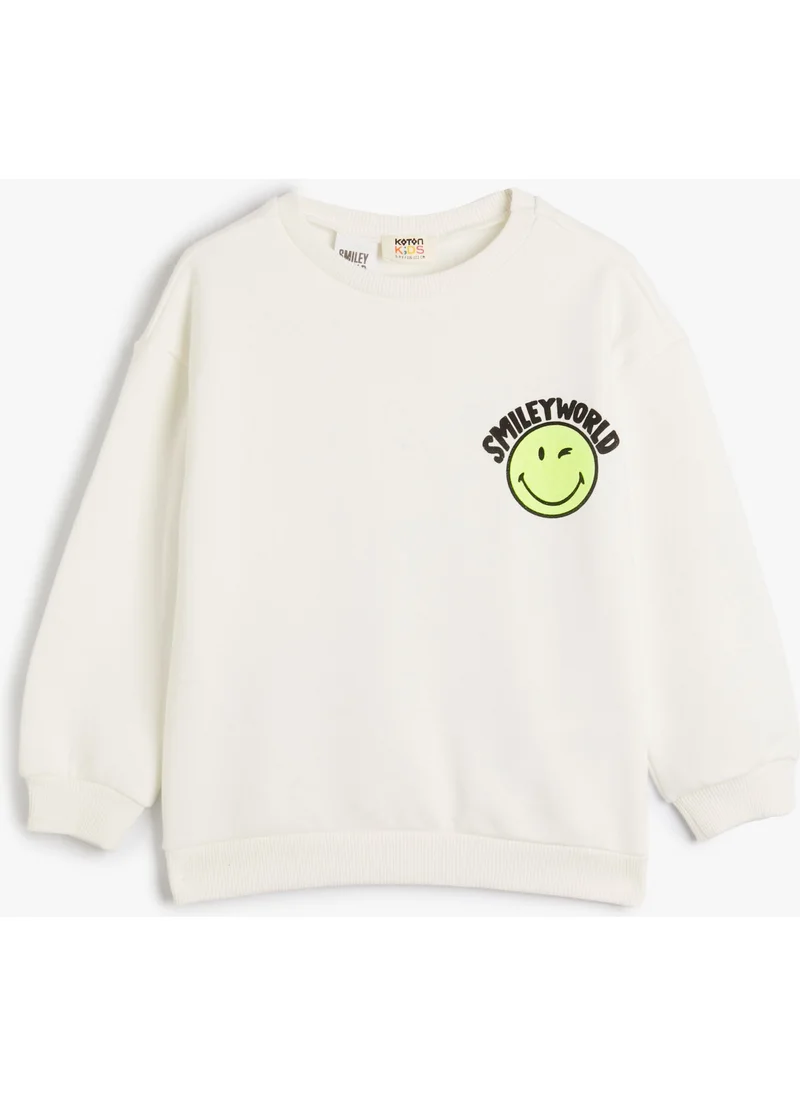 كوتون Smileyworld® Sweatshirt Licensed Raised Long Sleeve Crew Neck