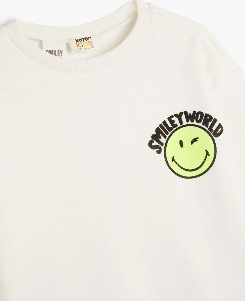 KOTON Smileyworld® Sweatshirt Licensed Raised Long Sleeve Crew Neck