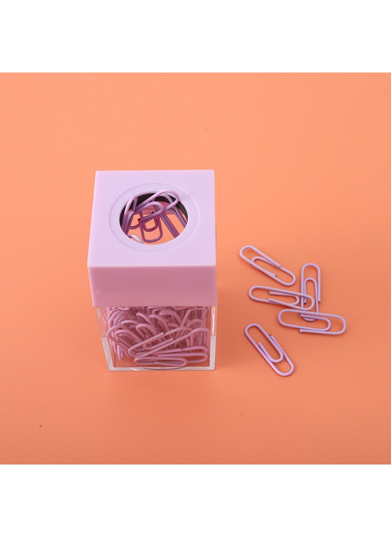 Creative Square Macaron Colored Magnetic Paperclip Holder Mint Green (with 18 paper clips) - Image 3